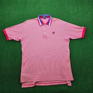 Polo Ralph Lauren Polo Shirt Mens Large Red Striped Short Sleeve Golf‎ Preppy